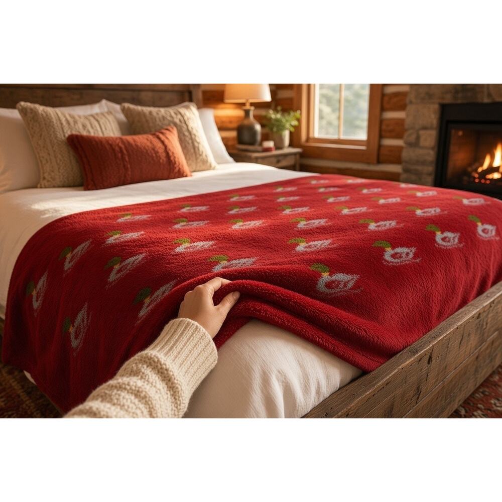 Large Twin+ throw blanket plush duck geese lodge cabin Biederlack reversible